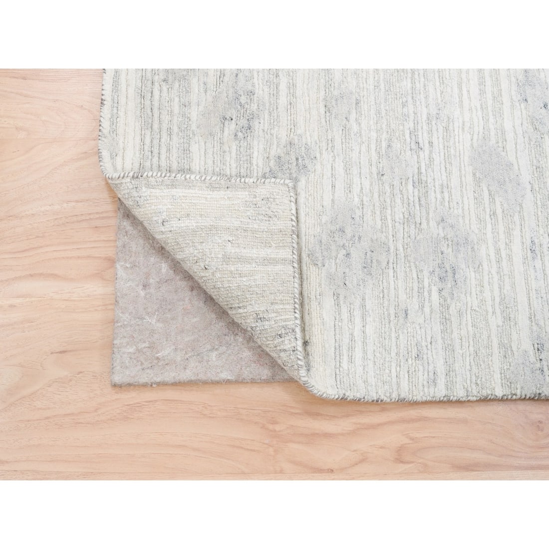 Rug 4'x12' Modern Hand Spun Undyed Natural Wool Ivory with Gray Runner - 3