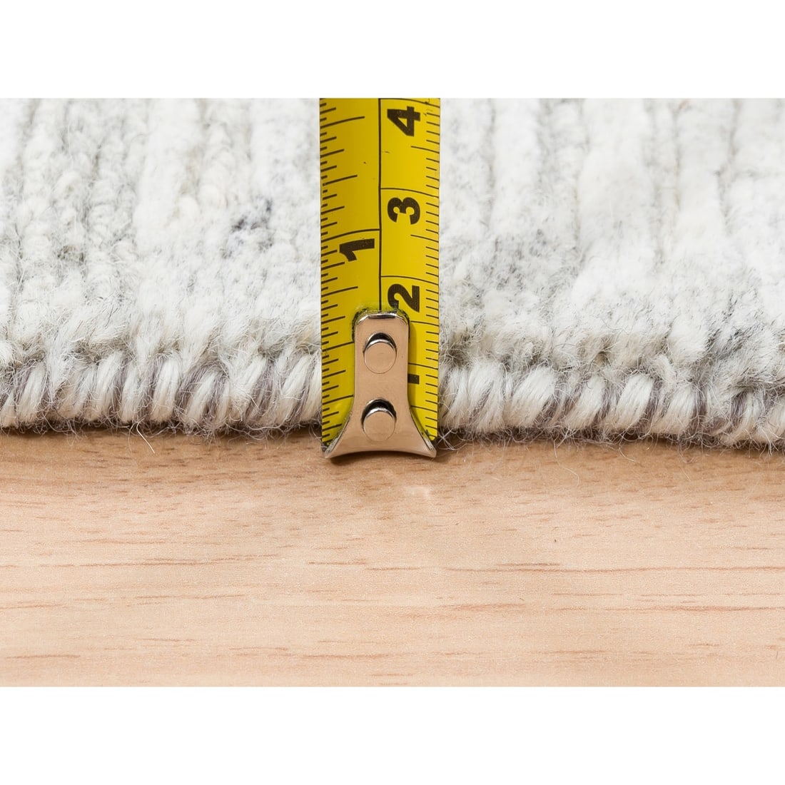 Rug 4'x12' Modern Hand Spun Undyed Natural Wool Ivory with Gray Runner - 7