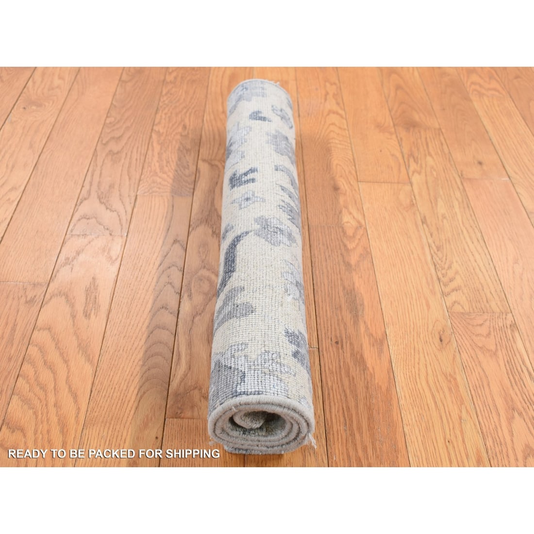 Rug 2'x3'2" Gray Silk with Wool Mahal Design Hand Knotted Sample Mat - 7