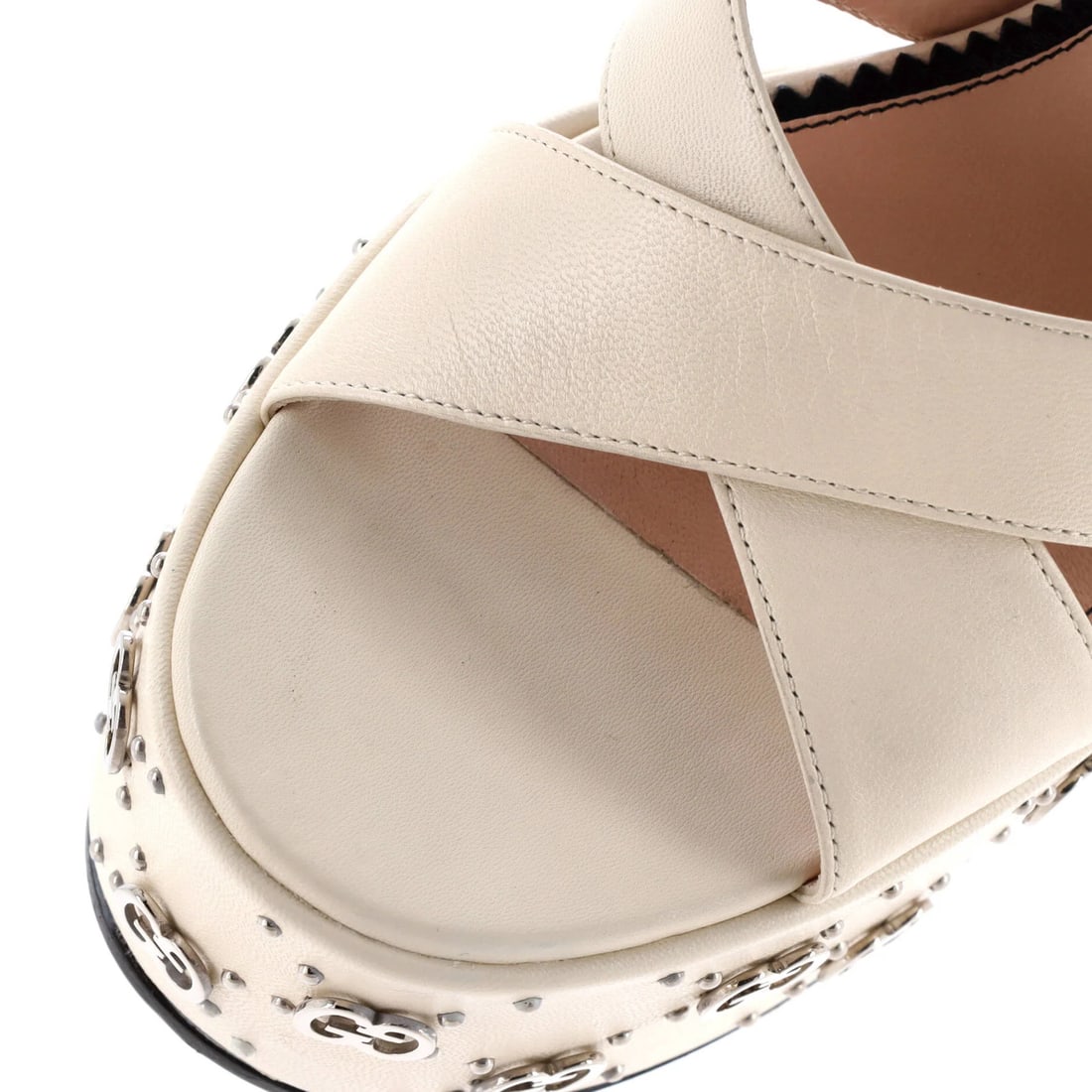 Leather Gucci Women's Janaya GG Studded Platform Sandals - 5