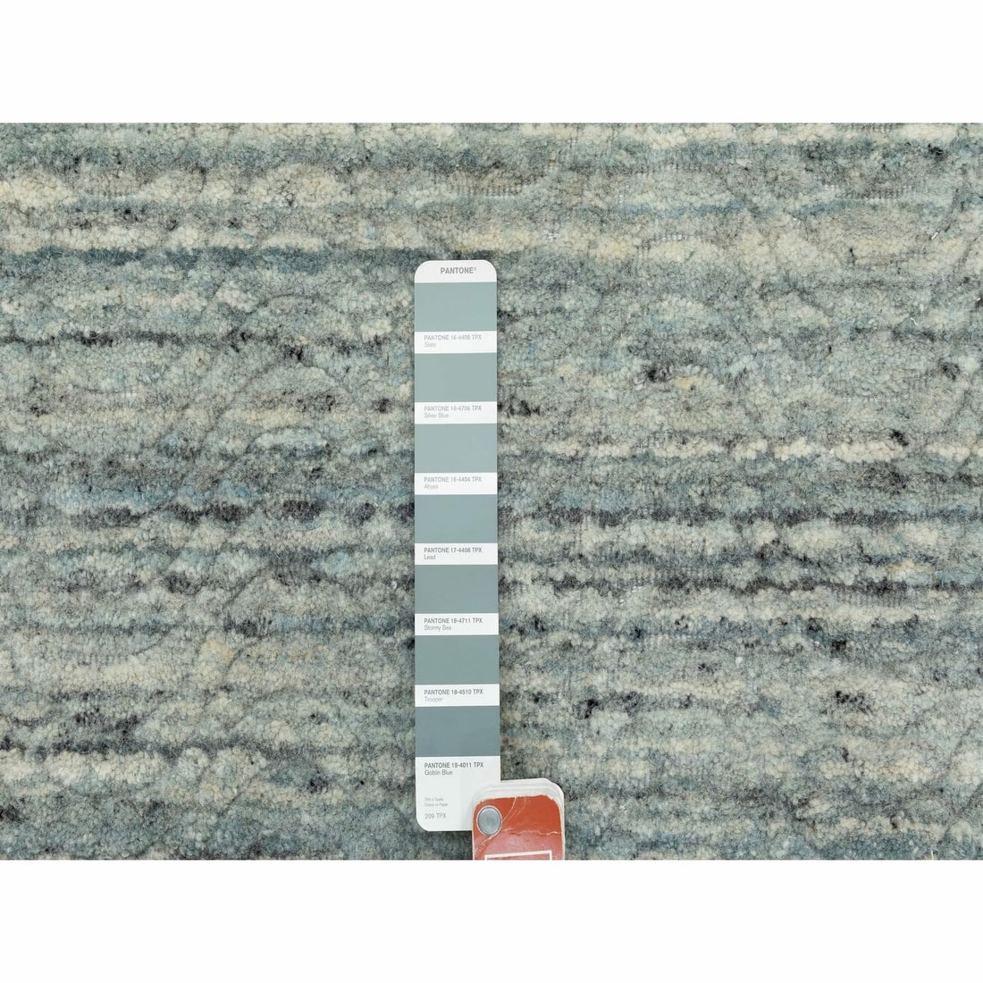 Rug 6'x6' Hand Loomed Variegated Text Design Round Wool Modern Oriental - 4