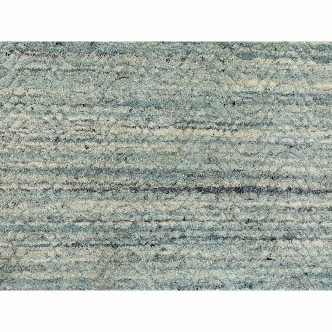 Rug 6'x6' Hand Loomed Variegated Text Design Round Wool Modern Oriental - 5