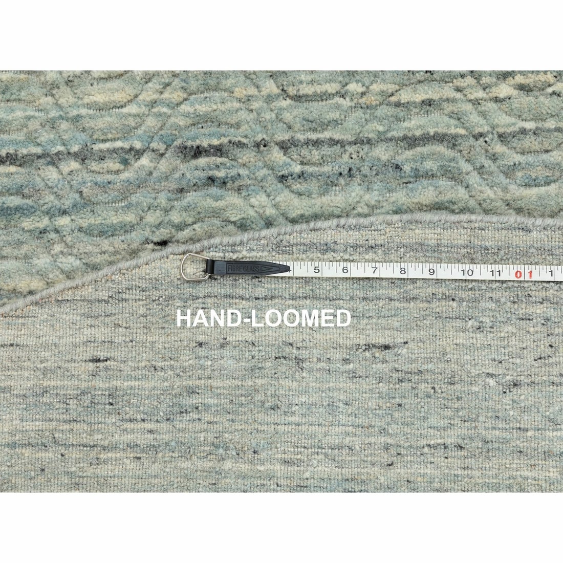 Rug 6'x6' Hand Loomed Variegated Text Design Round Wool Modern Oriental - 8