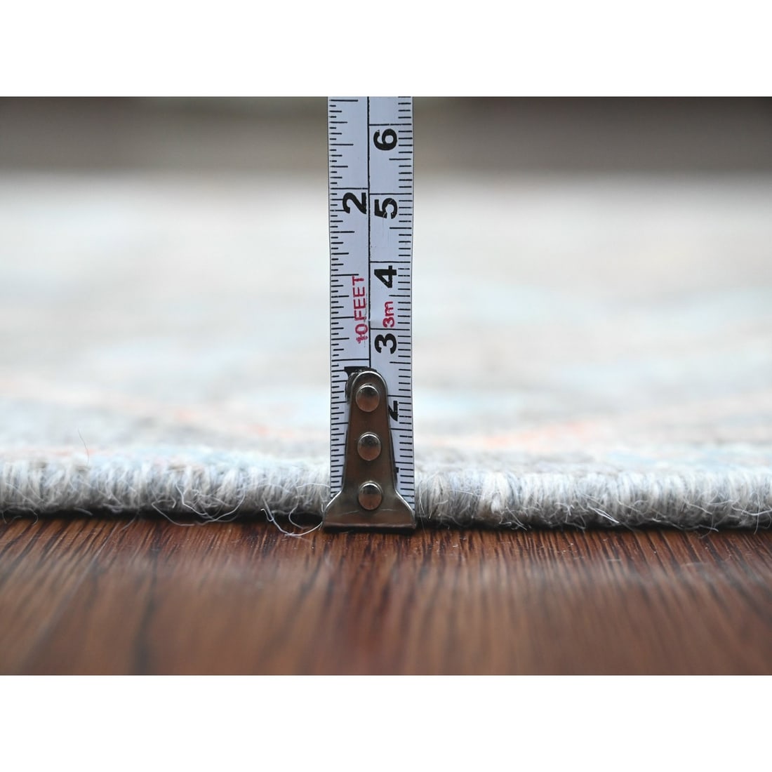 Rug 2'6"x15'7" Gray Afghan Paradise Design Soft Wool Hand Knotted Runner - 5