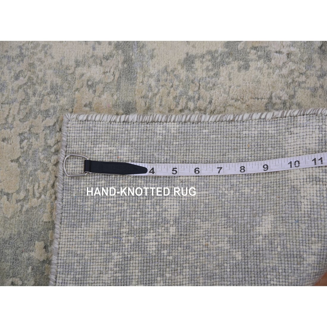 Rug 2'x3'1" Cathedral Gray Modern Abstract Design Hand Knotted Wool Silk - 4