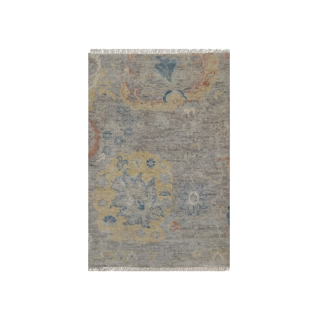 Rug 2'x3'1" Beige Broken Pattern with Oushak Design Hand Knotted Mat Wool (1 of 8)
