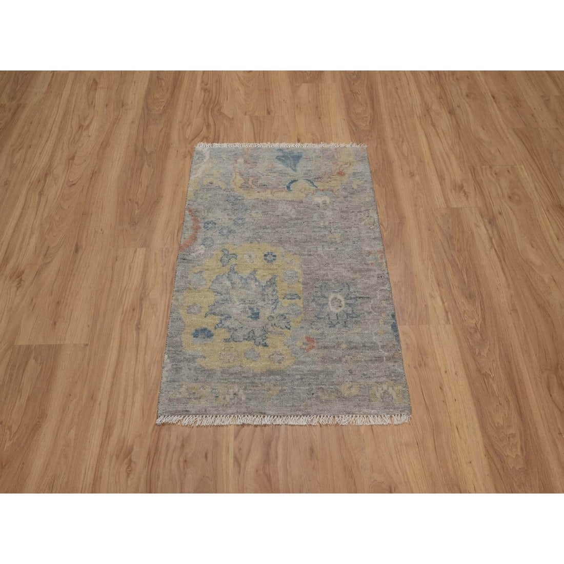 Rug 2'x3'1" Beige Broken Pattern with Oushak Design Hand Knotted Mat Wool - 2