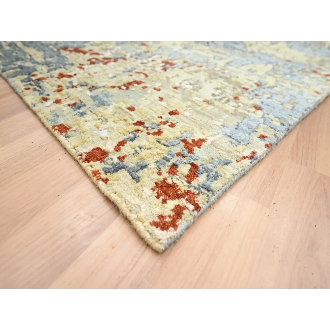 Rug 8'x10'3" Green Abstract Galaxy Design Pure Wool Hand Knotted Oriental - 6