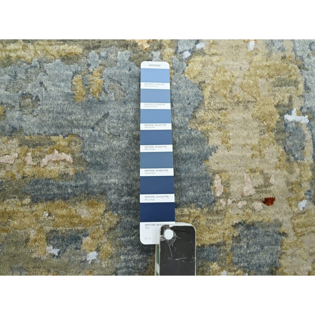 Rug 8'x10'3" Green Abstract Galaxy Design Pure Wool Hand Knotted Oriental - 7