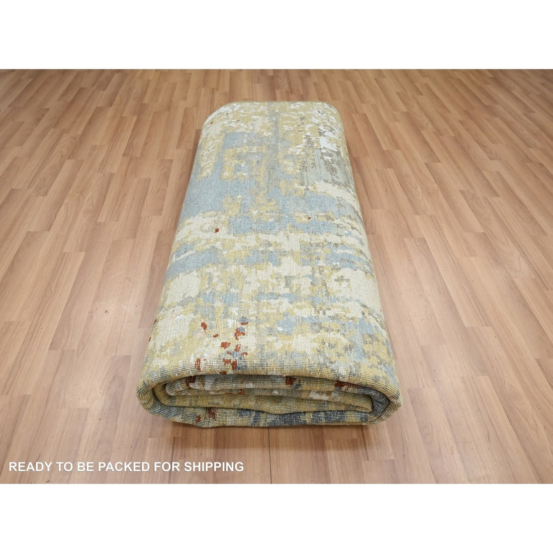 Rug 8'x10'3" Green Abstract Galaxy Design Pure Wool Hand Knotted Oriental - 8