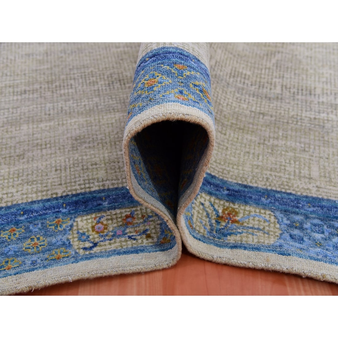 Rug 9'1"x12'1" Gray Ming Dynasty Flower Bouquet Wool Hand Knotted - 5