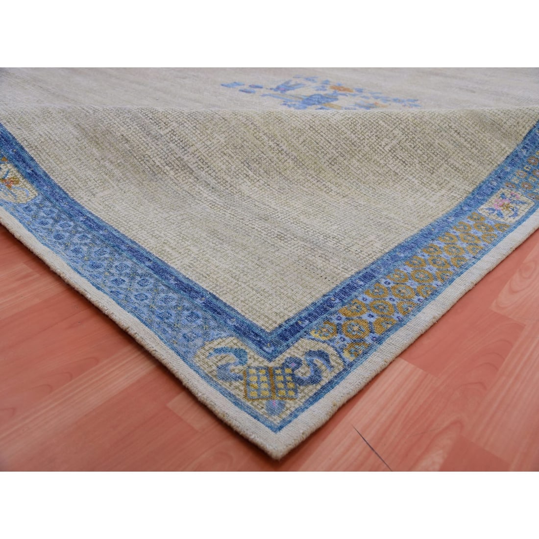 Rug 9'1"x12'1" Gray Ming Dynasty Flower Bouquet Wool Hand Knotted - 6