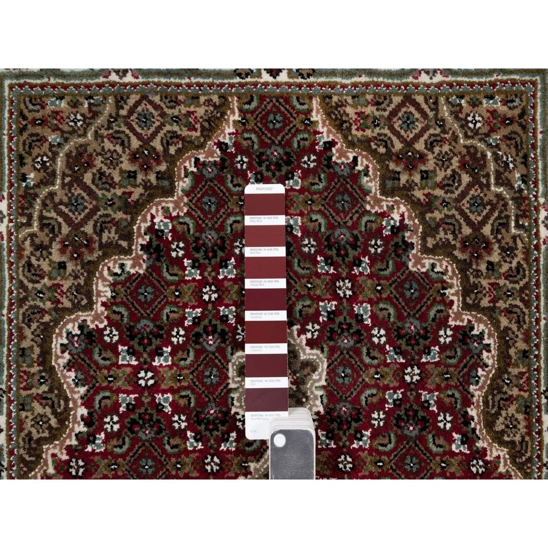 Wool 2'8"x4'3" Red Hand Knotted Rug Tebraz Mahi with Medallion Design Pure - 4