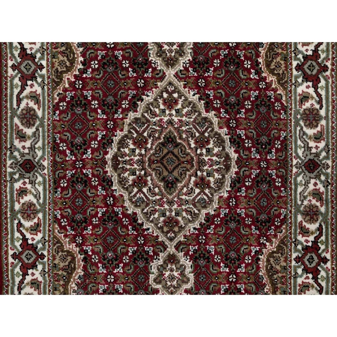 Wool 2'8"x4'3" Red Hand Knotted Rug Tebraz Mahi with Medallion Design Pure - 5