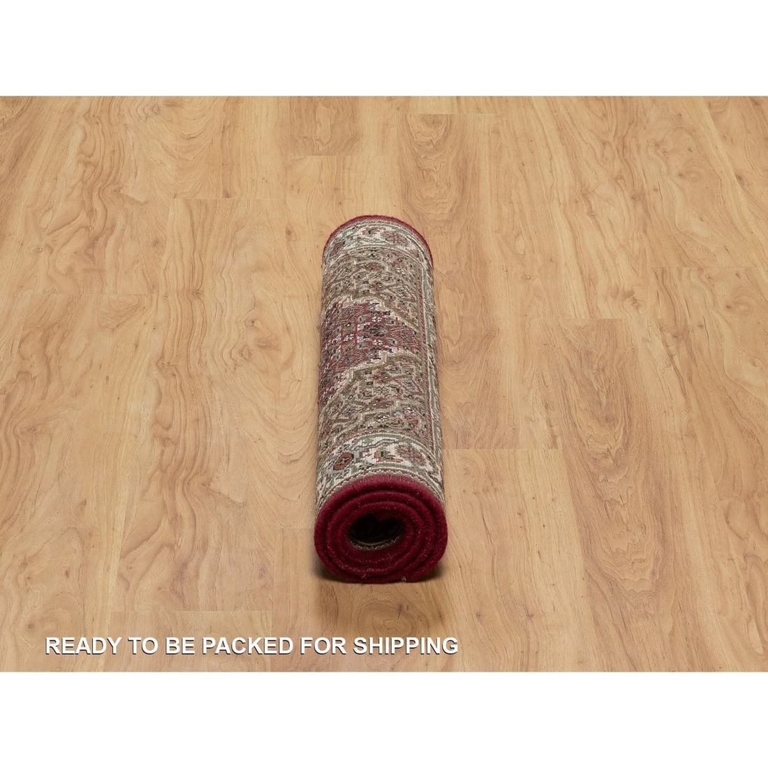 Wool 2'8"x4'3" Red Hand Knotted Rug Tebraz Mahi with Medallion Design Pure - 6