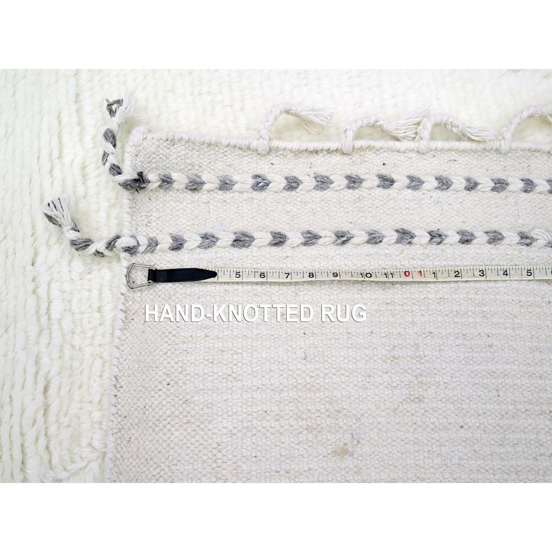 Rug 9'1"x12'3" White Moroccan Weave Natural Undyed Wool Hand Knotted - 11