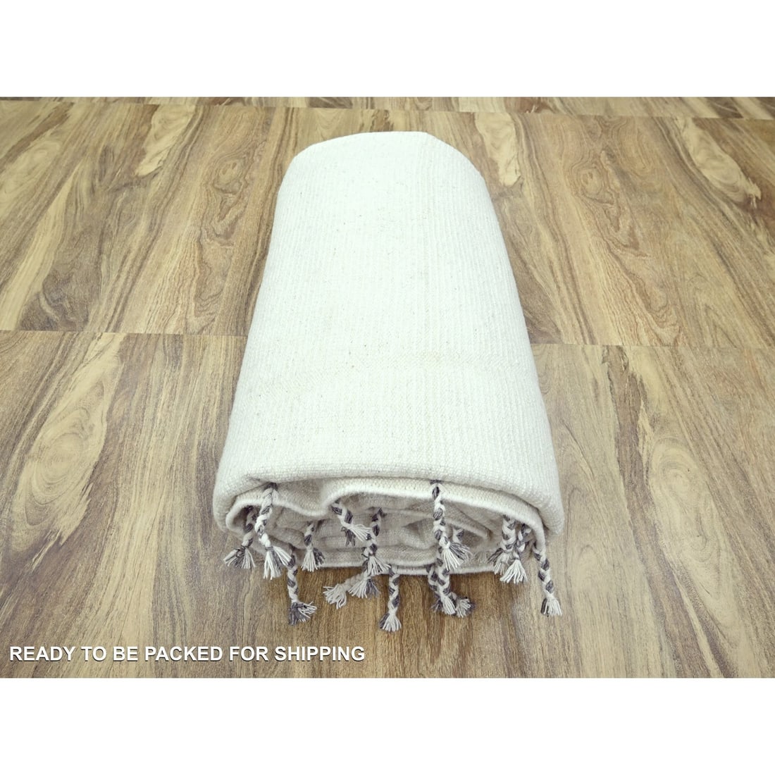 Rug 9'1"x12'3" White Moroccan Weave Natural Undyed Wool Hand Knotted - 9