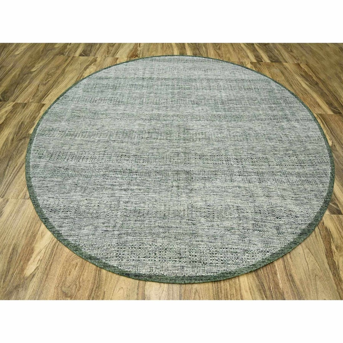 Oriental 10'x10' Green Wool Round Rug Hand Knotted Oxidized Grass Design - 2