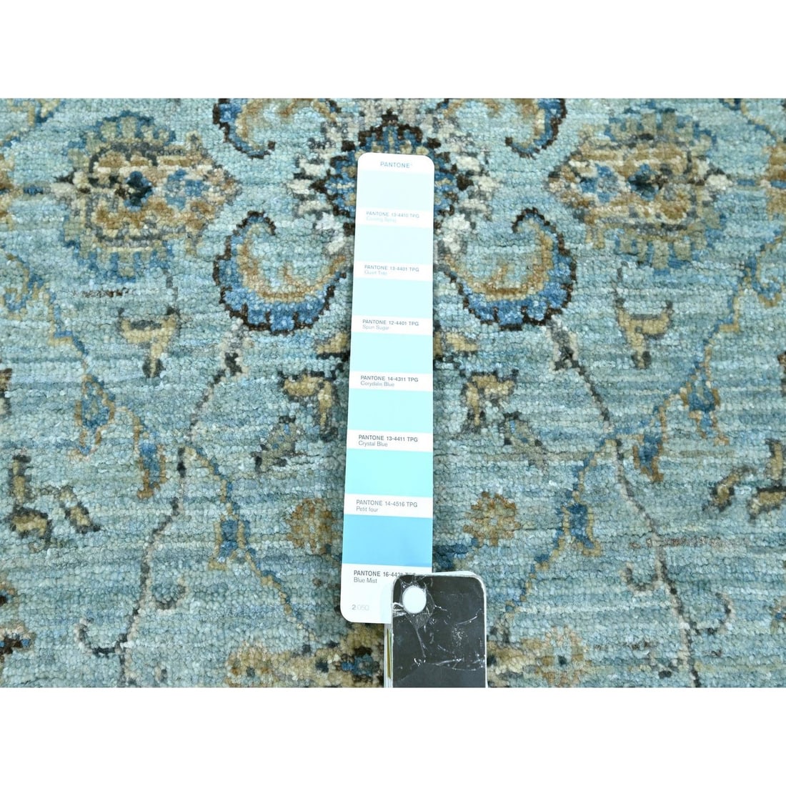 Rug 2'6"x14' Blue Shah Abbas Flower Design Pure Wool Hand Knotted Runner - 4