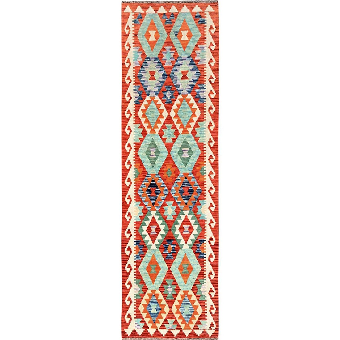 Runner 2'7"x9'8" Colorful Afghan Kilim 100% Wool Rug Flat Weave Hand Woven (1 of 6)