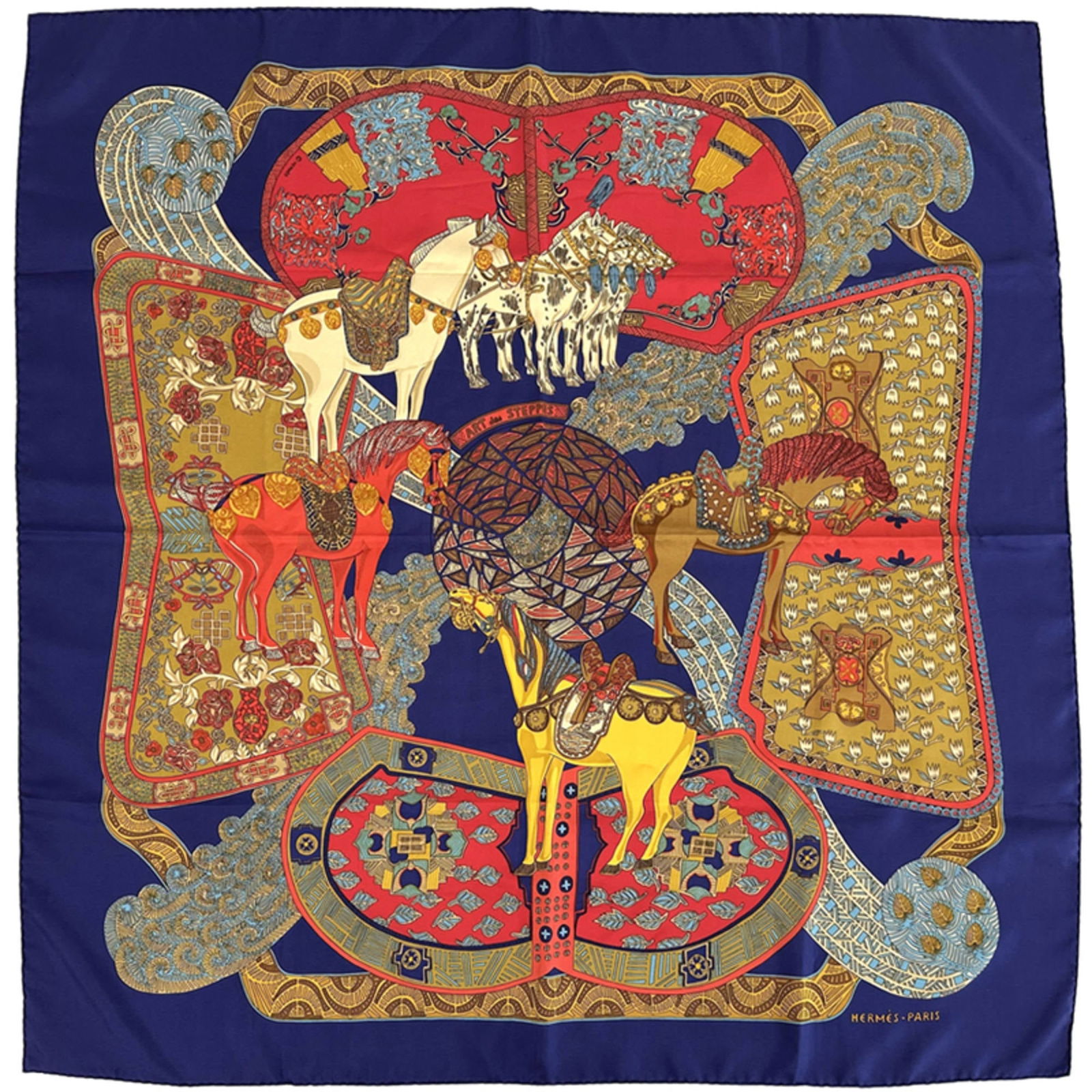 Silk Hermes Scarf: Silk Hermes Scarf This listing features Silk Hermes Scarf. Item specifics are provided below. Item Specifics: Brand: Hermes Type: Scarf Gender: Women Color: Multi-Color, Navy Material: Silk Size (Lxw)