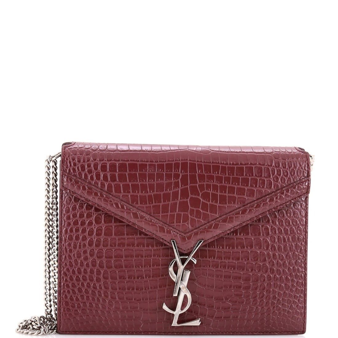 Small Saint Laurent Cassandra Chain Shoulder Bag Crocodile Embossed Leather (1 of 5)