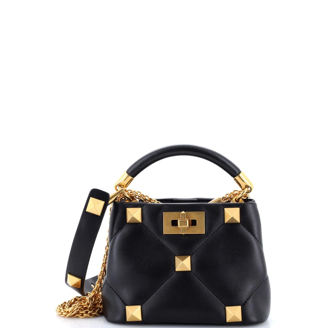 Mini Valentino Garavani Roman Stud Top Handle Bag Quilted Leather: Mini Valentino Garavani Roman Stud Top Handle Bag Quilted Leather This listing features Mini Valentino Garavani Roman Stud Top Handle Bag Quilted Leather. Item specifics are provided below. Item