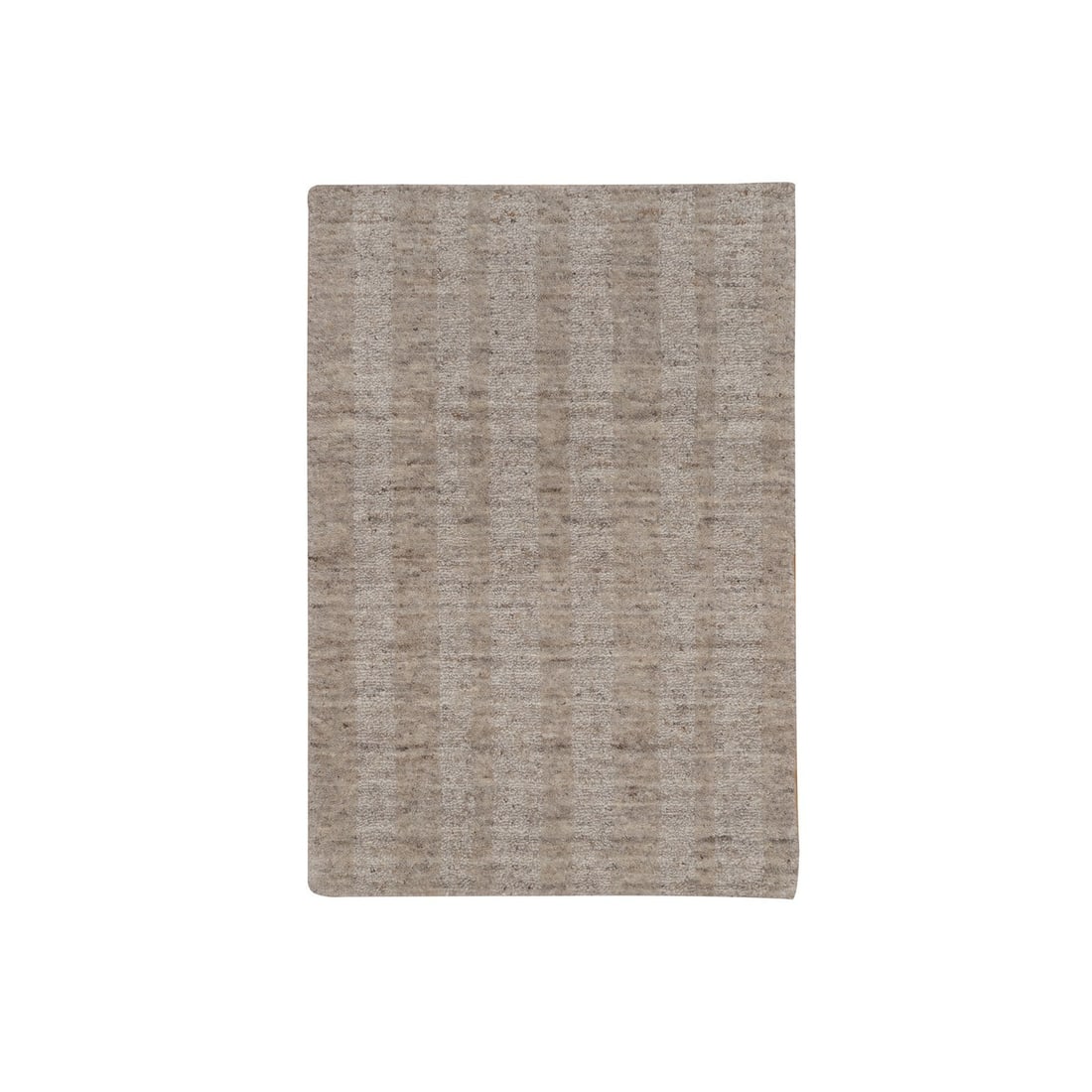 Rug 2'x3' Tan Brown Natural Wool Vertical Stripes Design Hand Loomed Mat (1 of 8)