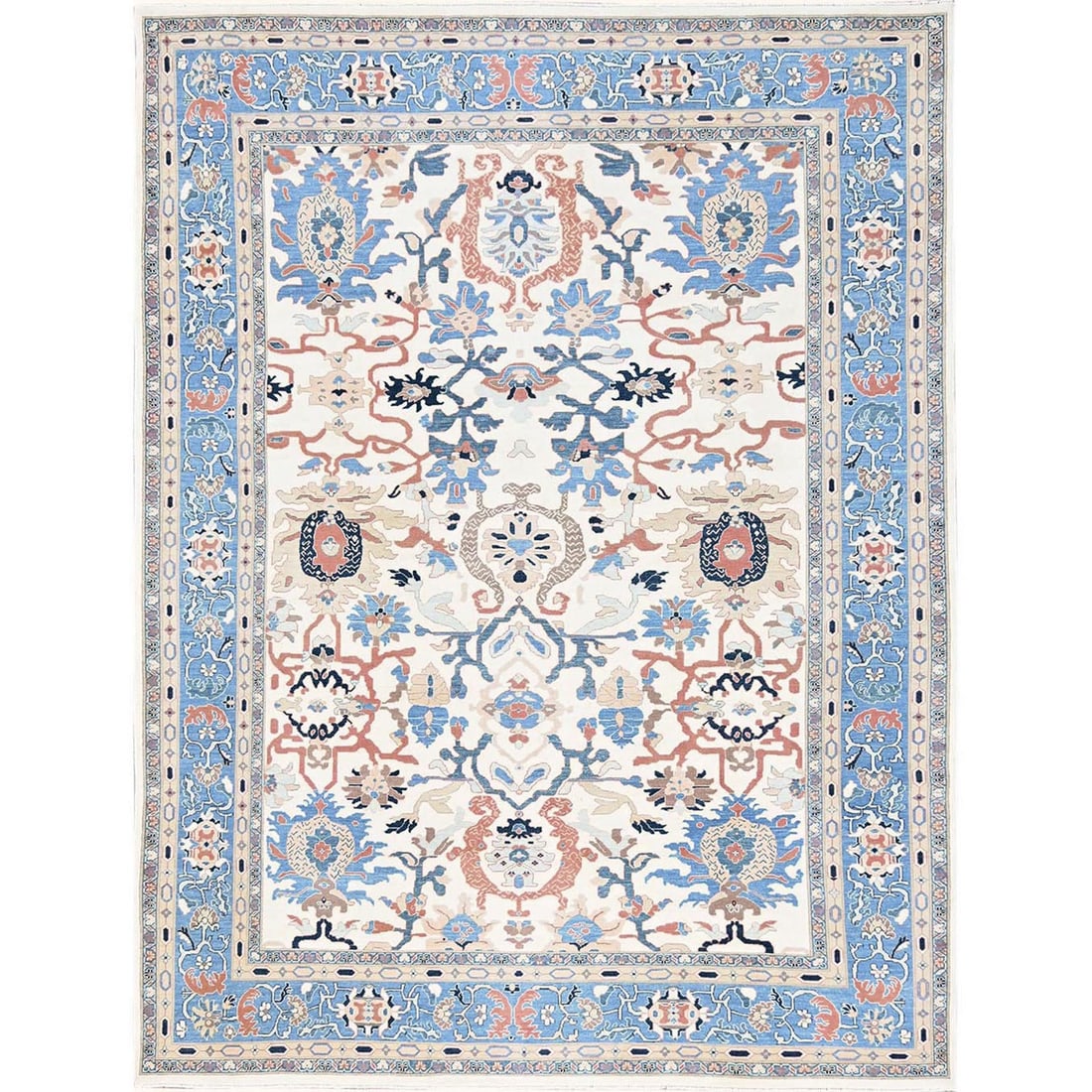 Rug 9'1"x12' Ivory Antiqued Sultanabad Design Zero Pile Hand Knotted Wool: Rug 9'1"x12' Ivory Antiqued Sultanabad Design Zero Pile Hand Knotted Wool This listing features Rug 9'1"x12' Ivory Antiqued Sultanabad Design Zero Pile Hand Knotted Wool. Item specifics are provided b