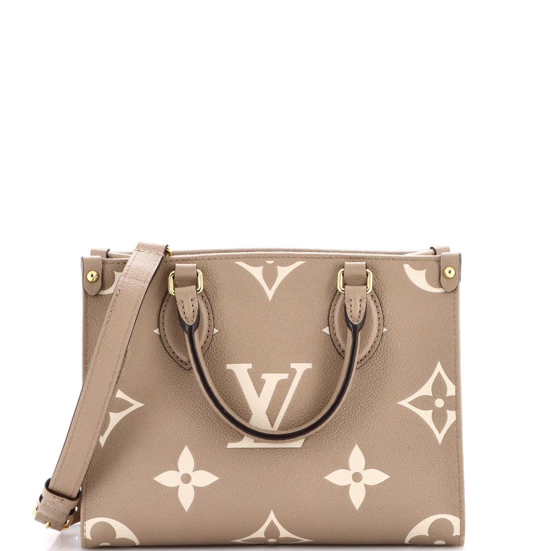 PM Louis Vuitton OnTheGo Tote Bicolor Monogram Empreinte Giant: PM Louis Vuitton OnTheGo Tote Bicolor Monogram Empreinte Giant This listing features PM Louis Vuitton OnTheGo Tote Bicolor Monogram Empreinte Giant. Item specifics are provided below. Item Specifics: