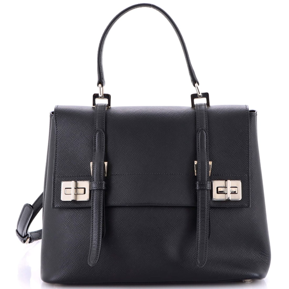 Medium Prada Half Flap Double Turn Lock Satchel Saffiano Leather (1 of 5)