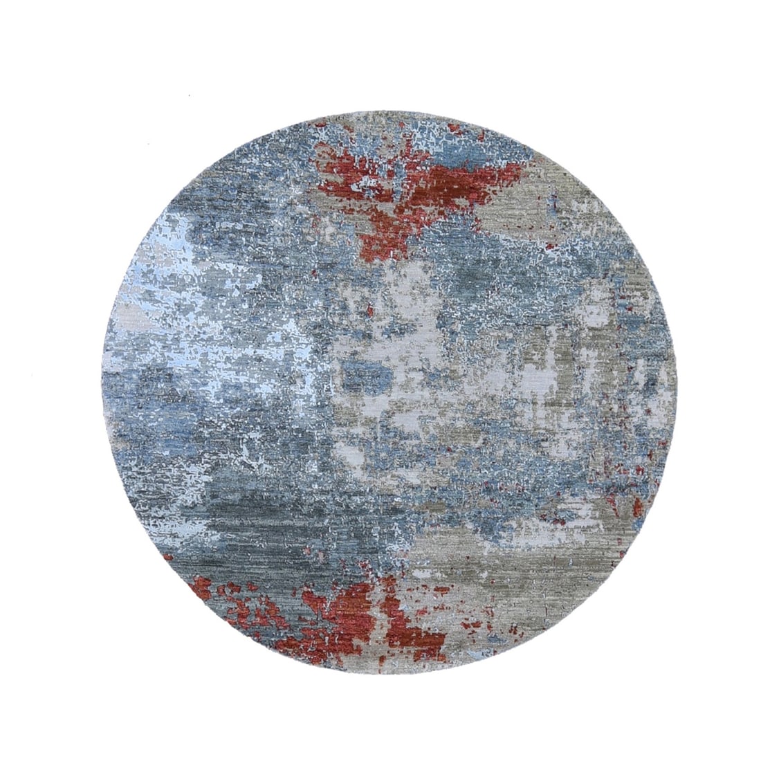 Rug 6'x6' Denser Weave Round Abstract Design Wool and Silk Hand Knotted: Rug 6'x6' Denser Weave Round Abstract Design Wool and Silk Hand Knotted This listing features Rug 6'x6' Denser Weave Round Abstract Design Wool and Silk Hand Knotted. Item specifics are provided below