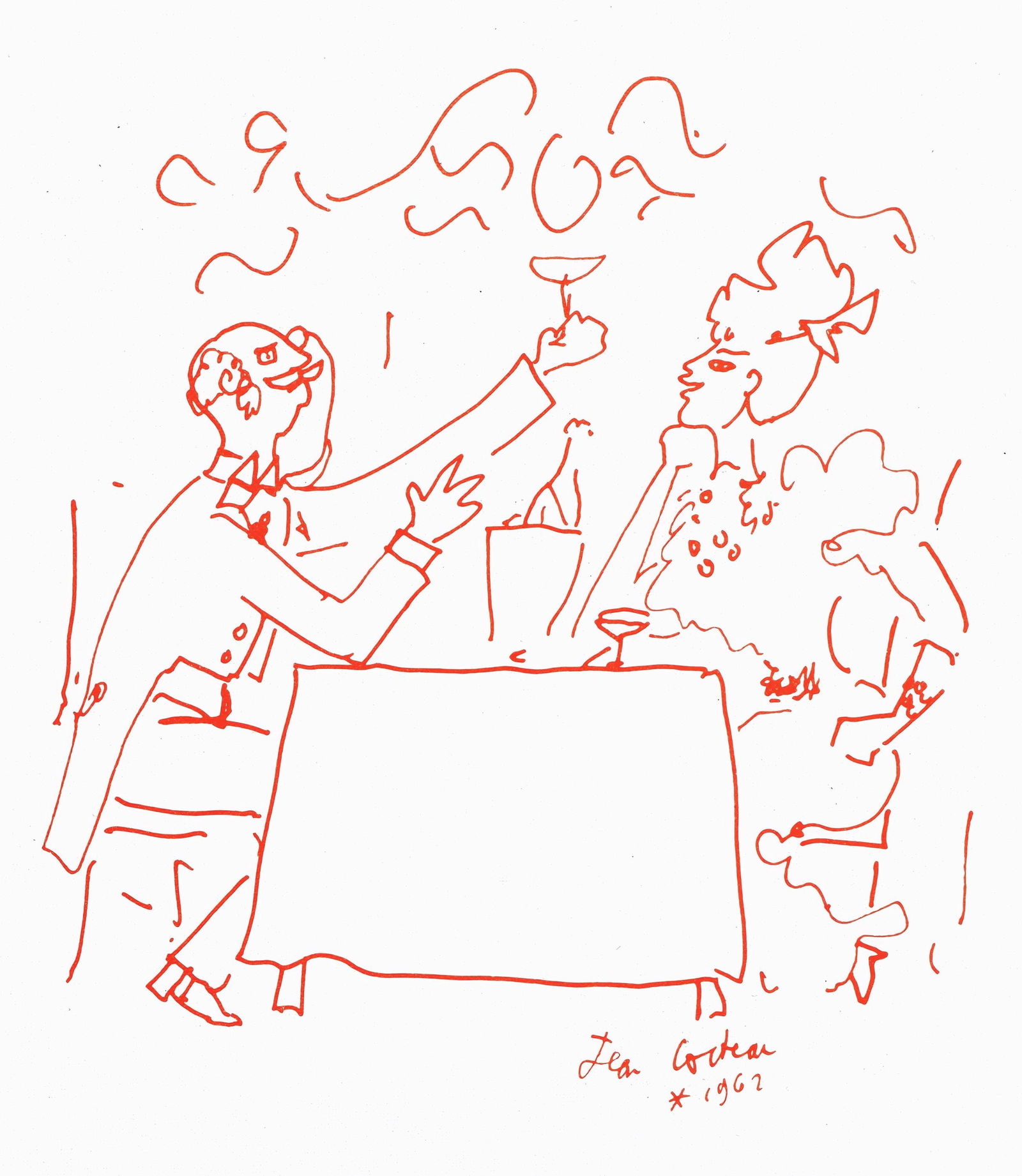 1964 - Jean Cocteau - Untitled - from Recipes for a Friend - illustrations by Jean Cocteau - (1 of 7)