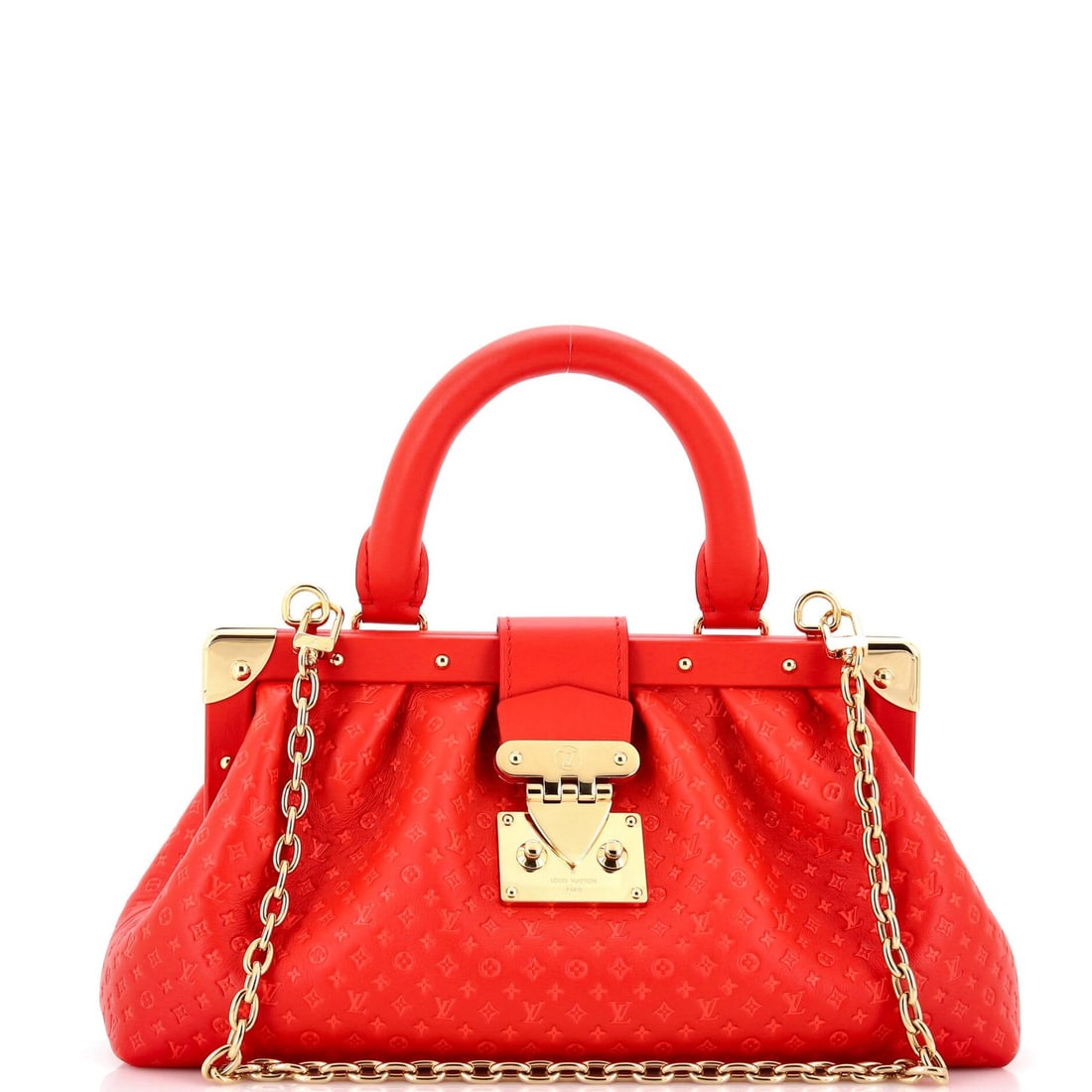 Leather Louis Vuitton Top Handle Frame Clutch Nanogram Embossed (1 of 6)