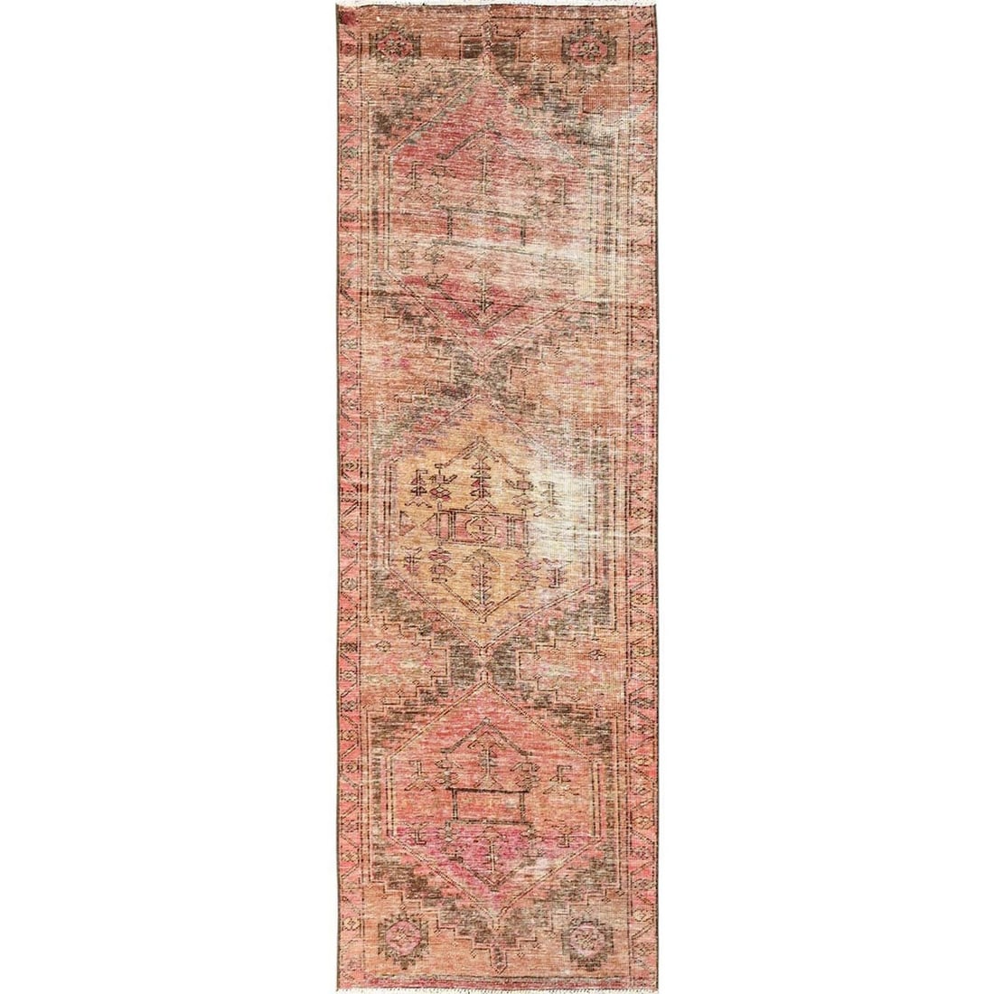 Runner 2'9"x9'1" Brown Vintage Northwest Zoroastrian 100% Wool Hand Knotted (1 of 7)