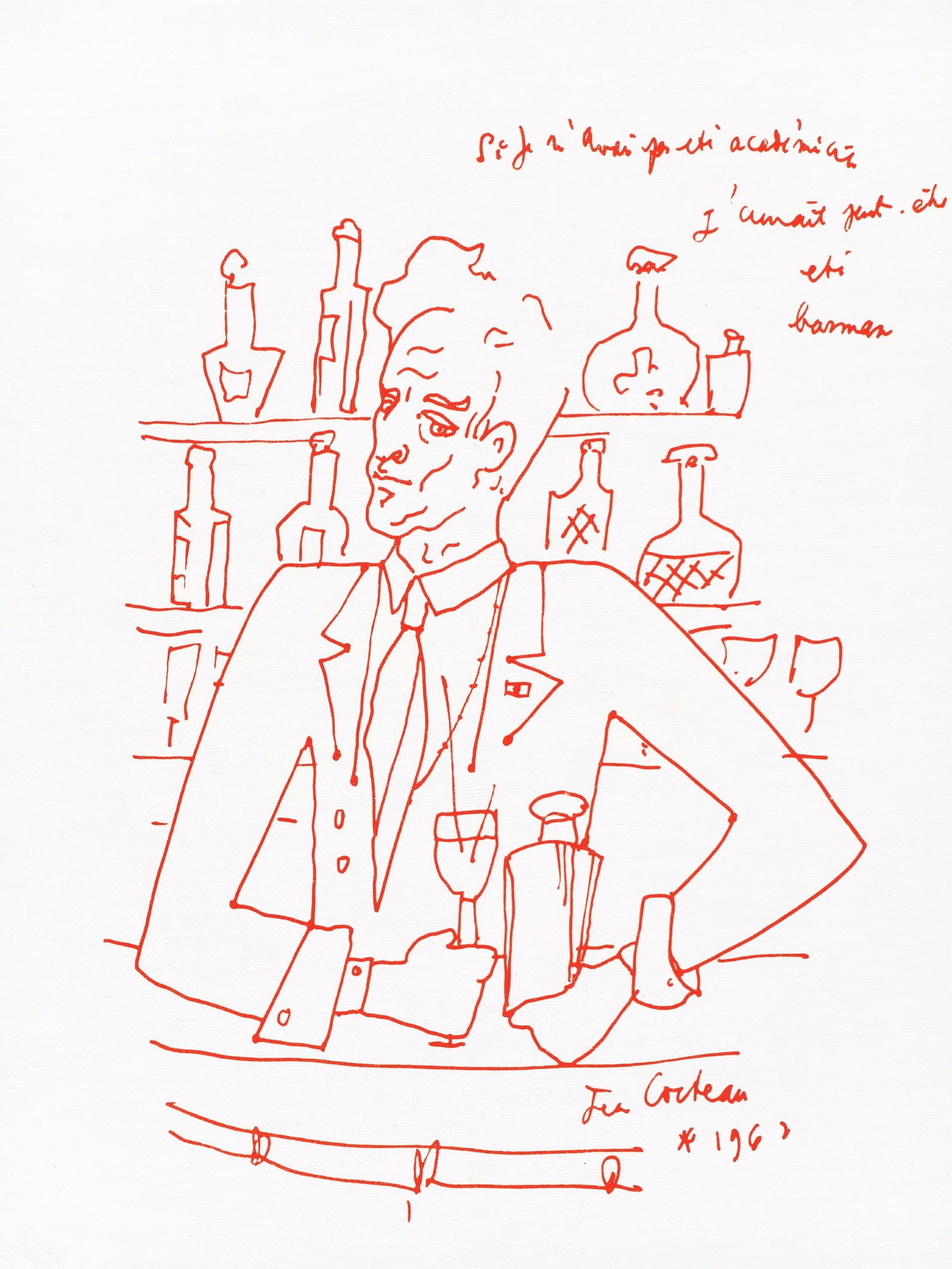 1964 - Jean Cocteau - Untitled - from Recipes for a Friend - illustrations by Jean Cocteau - (1 of 7)