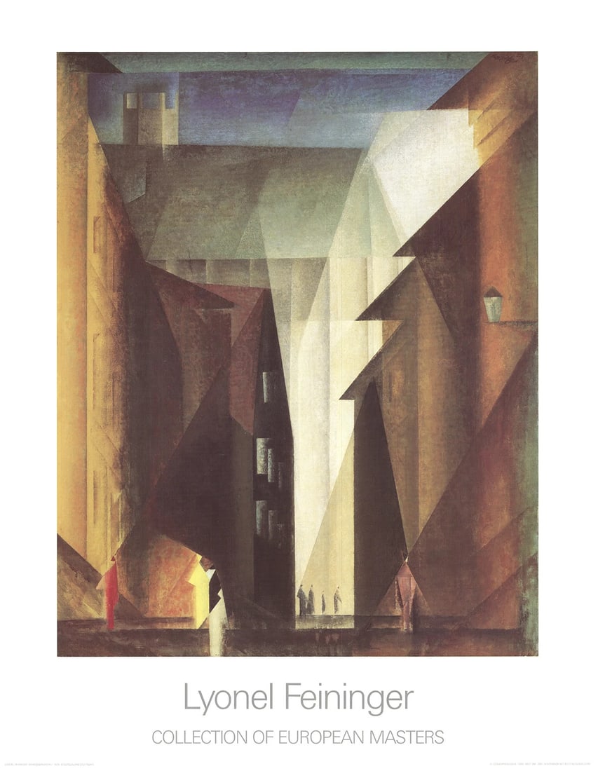 Blac LYONEL FEININGER Church view 35.5" x 27.5" Poster 1988 Expressionism Brown (1 of 1)