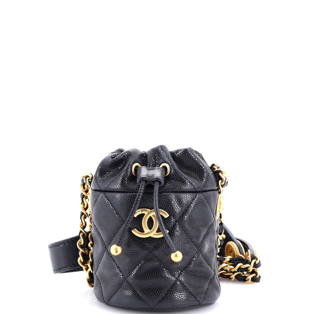 Mini Chanel Twist Your Buttons Drawstring Bucket Bag Quilted Caviar (1 of 6)