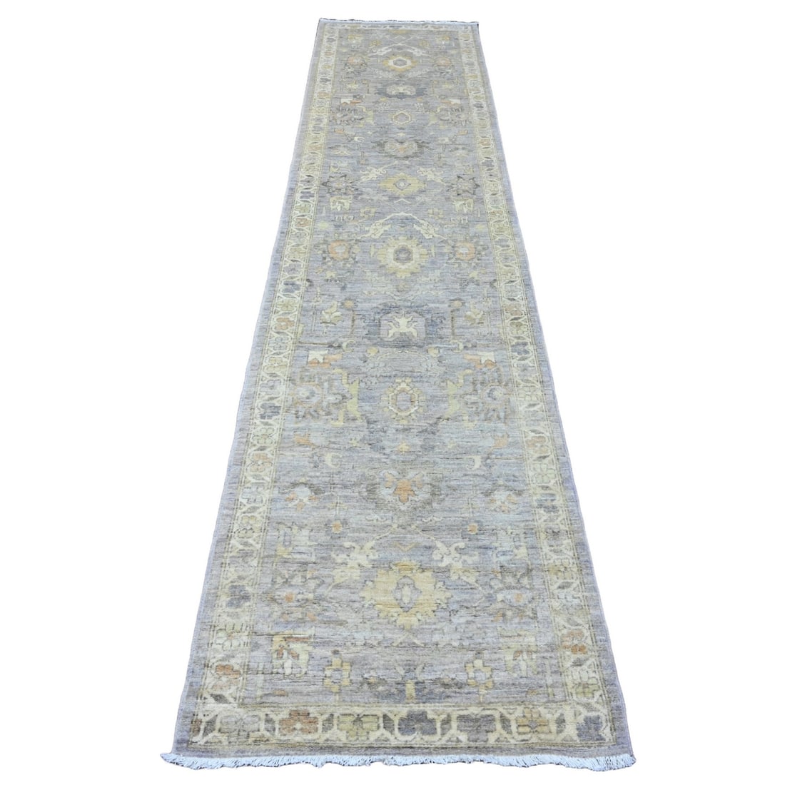Rug 2'7"x11'8" Gray Peshawar Zigler Mahal Design Wool Hand Knotted Runner: Rug 2'7"x11'8" Gray Peshawar Zigler Mahal Design Wool Hand Knotted Runner This listing features Rug 2'7"x11'8" Gray Peshawar Zigler Mahal Design Wool Hand Knotted Runner. Item specifics are provided b