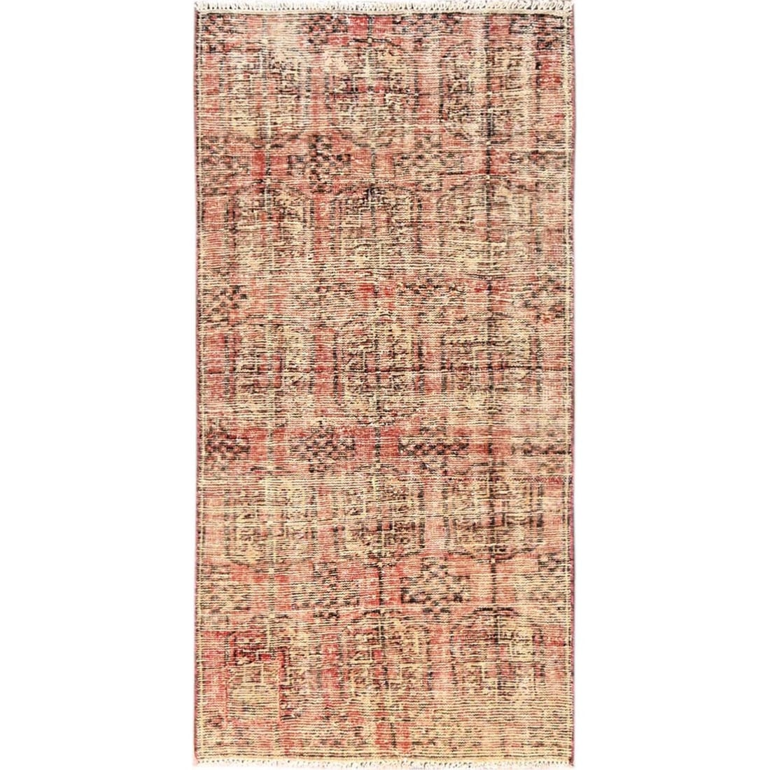 Out 2'9"x5'6" Pink Distressed Vintage Turkoman Wool Hand Knotted Runner Worn: Out 2'9"x5'6" Pink Distressed Vintage Turkoman Wool Hand Knotted Runner Worn This listing features Out 2'9"x5'6" Pink Distressed Vintage Turkoman Wool Hand Knotted Runner Worn. Item specifics are