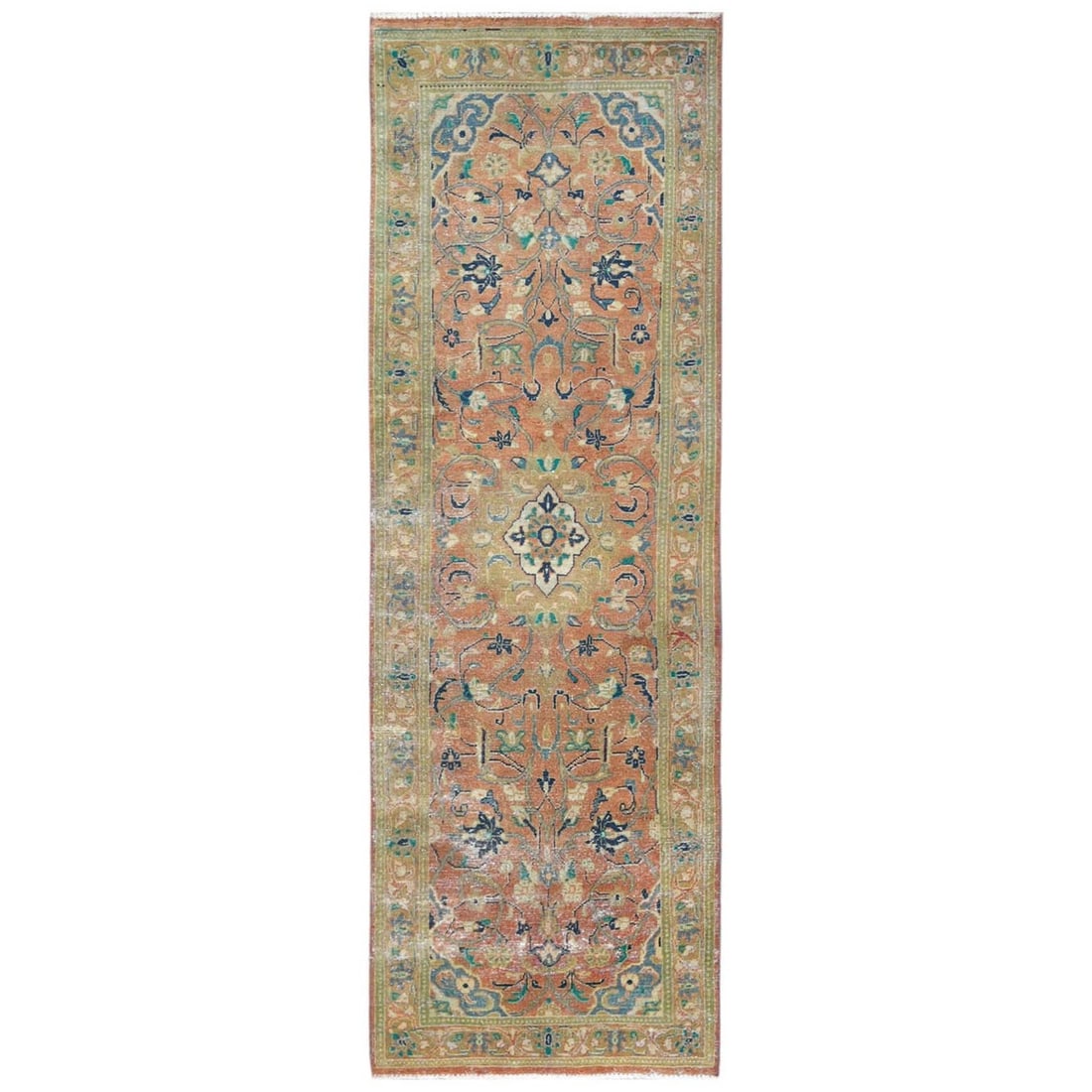 Rug 3'5"x10'5" Red Hand Knotted Vintage Farsian Kishoon Worn Wool Runner: Rug 3'5"x10'5" Red Hand Knotted Vintage Farsian Kishoon Worn Wool Runner This listing features Rug 3'5"x10'5" Red Hand Knotted Vintage Farsian Kishoon Worn Wool Runner. Item specifics are provided bel