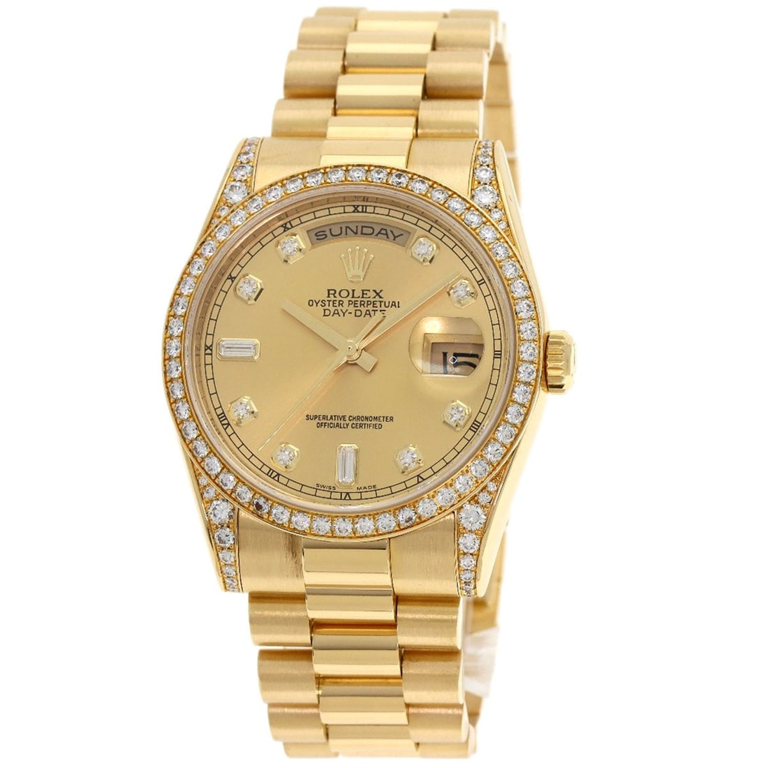 Gold ROLEX Day Date 10P Diamond Watches 118388A K18 Yellow Gold/ 18K Yellow (1 of 20)