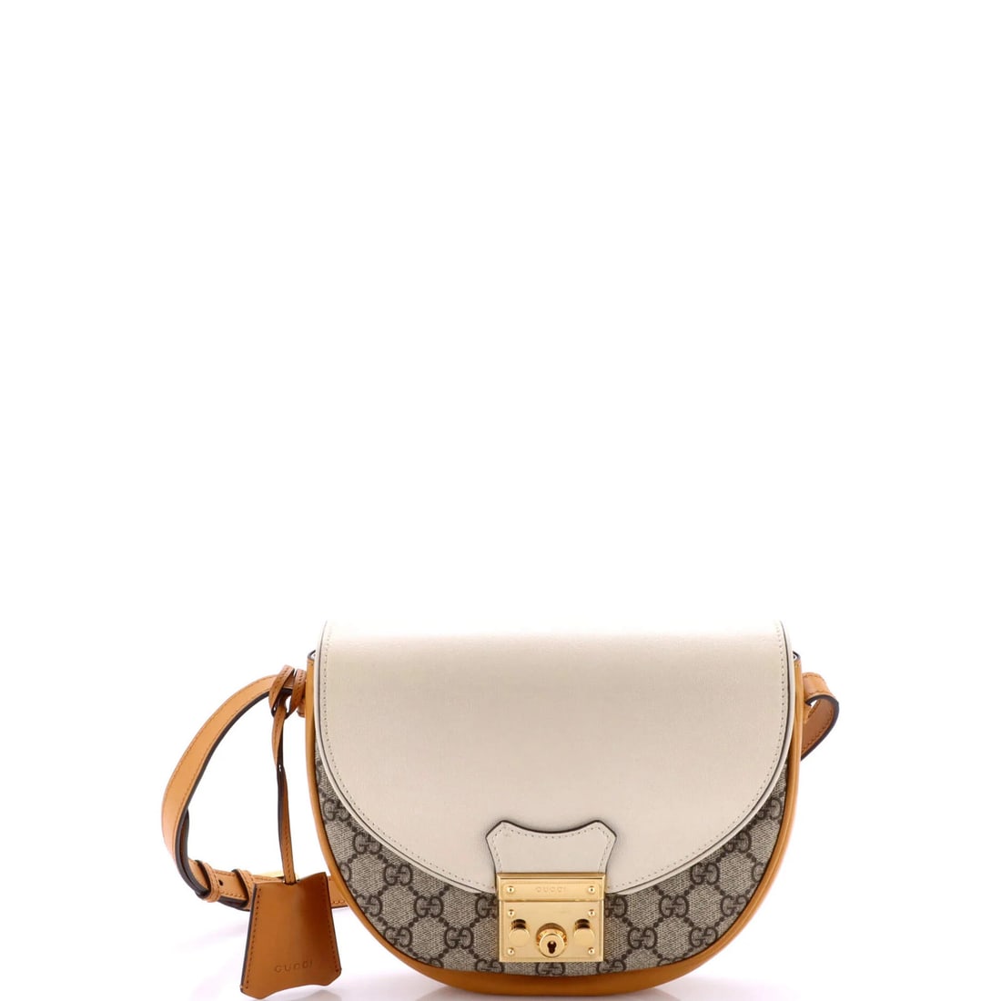 Small Gucci Padlock Saddle Shoulder Bag GG Coated Canvas and Leather (1 of 5)