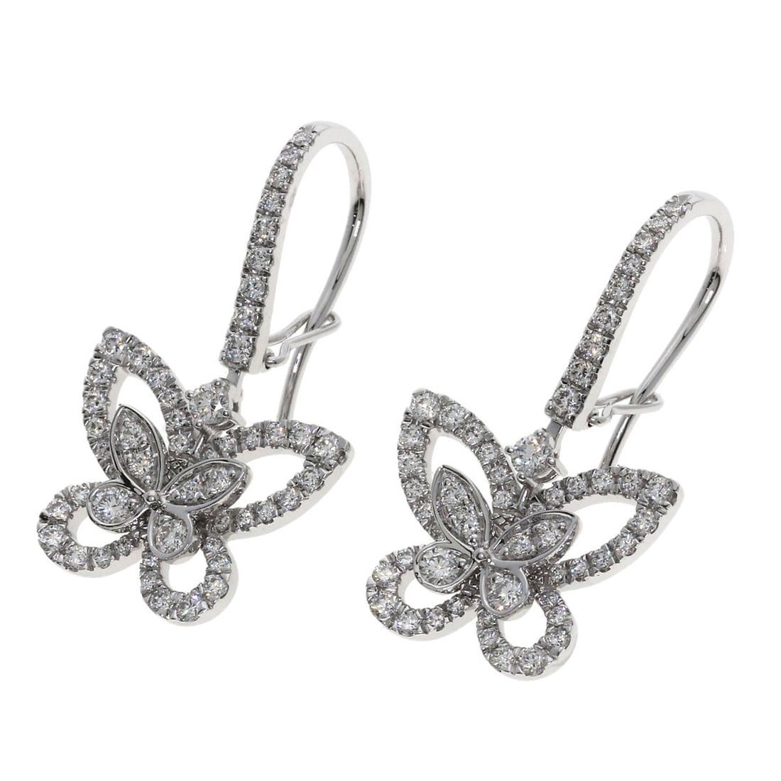 Gold GRAFF Butterfly Silhouette Diamond Drop earring K18 White (1 of 5)
