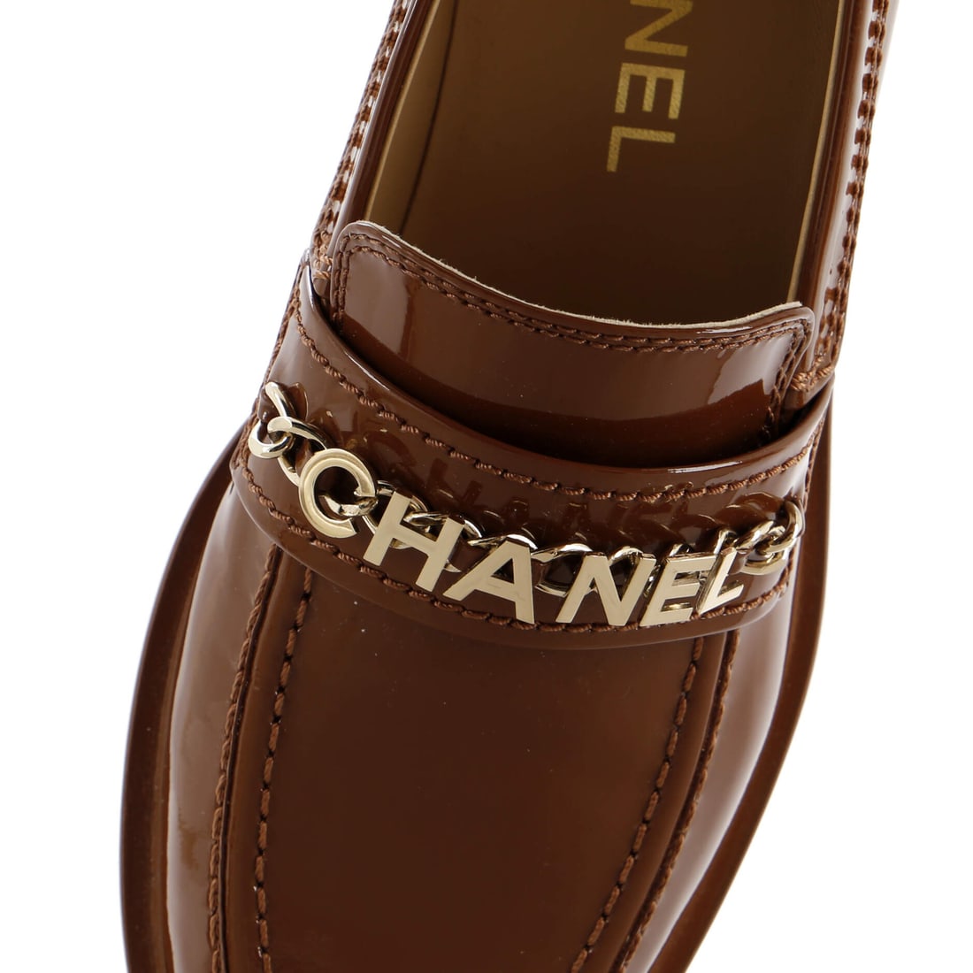 Patent Chanel Women's Logo Loafers - 5