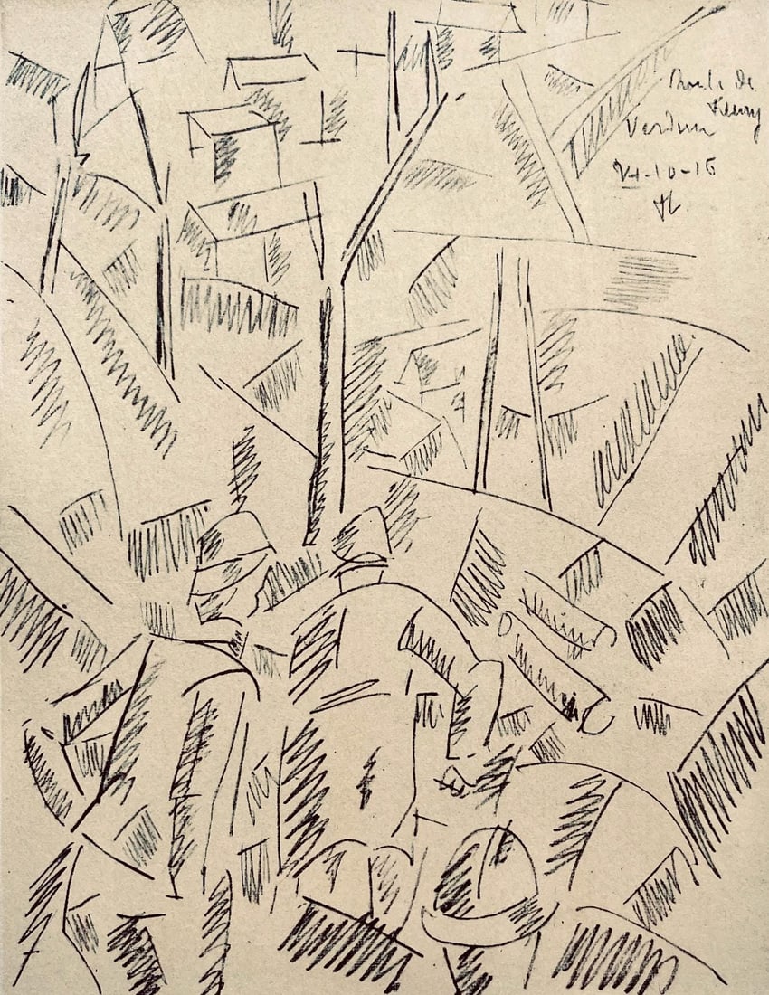 Lithograph - Fernand Lger - Sur la Route de Fleury: Sapeurs au Travail - Dessins de Guerre 1915-16 (1 of 8)