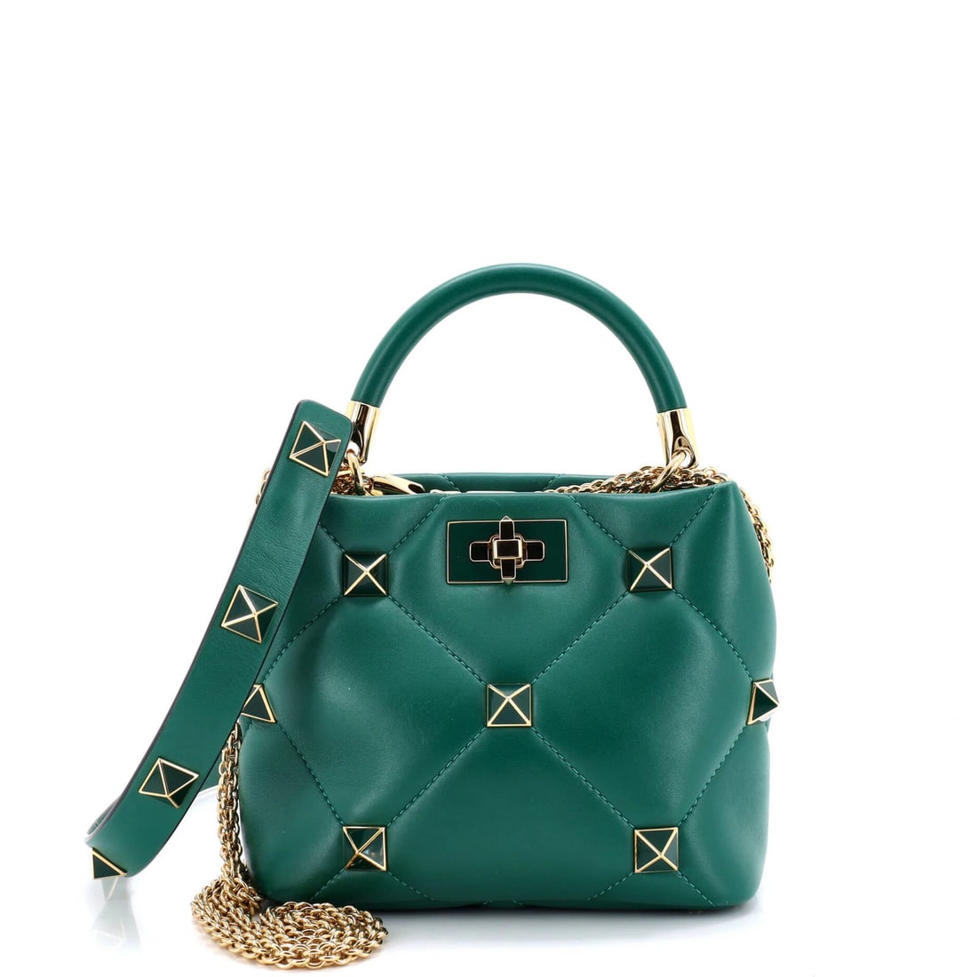 Small Valentino Garavani Roman Stud Top Handle Bag Quilted Leather (1 of 5)