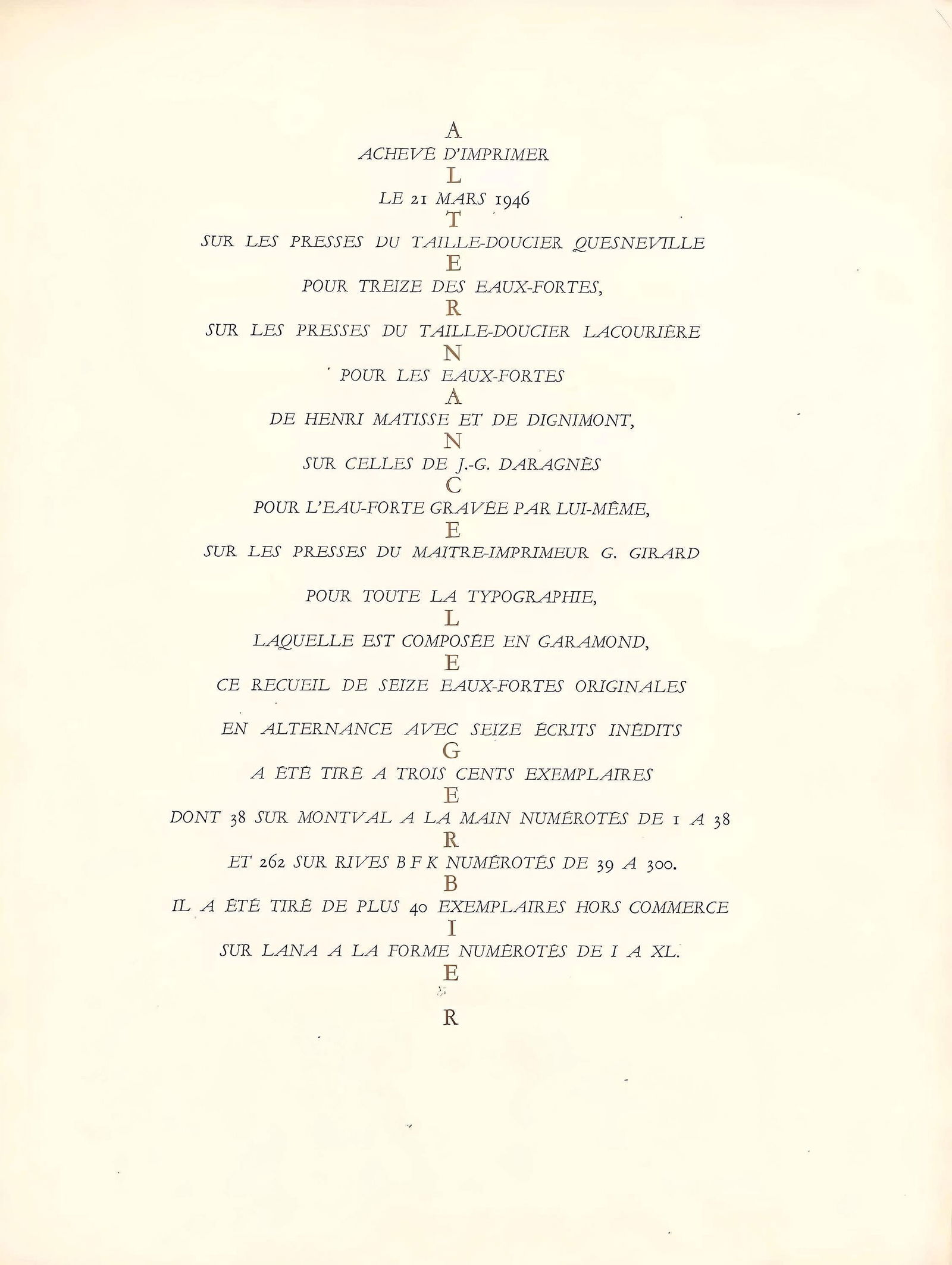 Etching - Jean Cocteau - Composition - Alternance - 7
