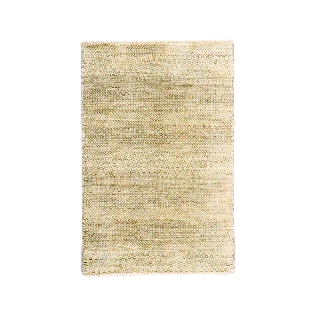 Wool 2'x3' Ecru Brown Modern Hand Knotted Mat Rug Grass Design Natural (1 of 5)