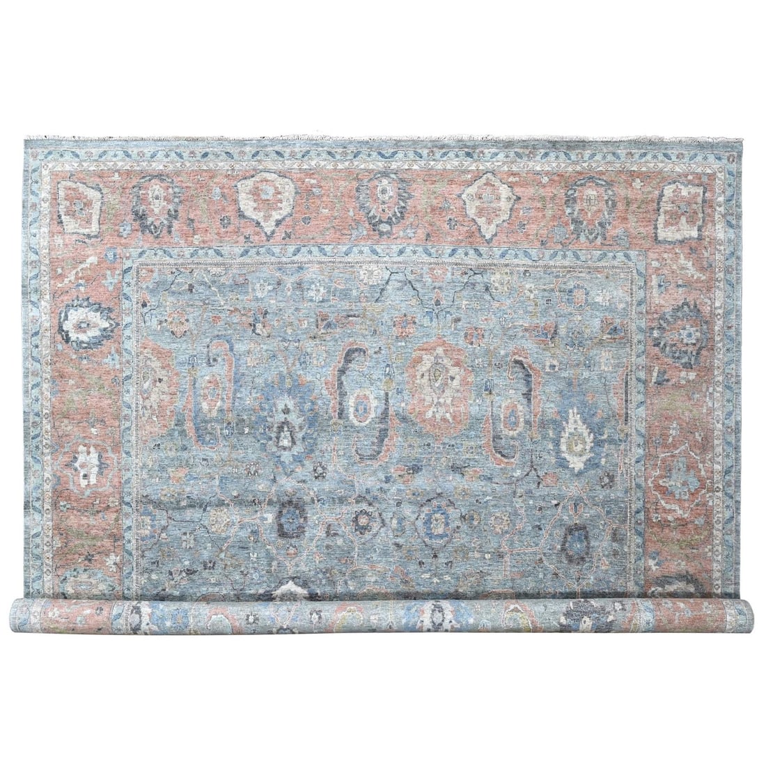 Rug 12'x14'10" Blue Antiqued Mahal Design All Wool Hand Knotted Oversized: Rug 12'x14'10" Blue Antiqued Mahal Design All Wool Hand Knotted Oversized This listing features Rug 12'x14'10" Blue Antiqued Mahal Design All Wool Hand Knotted Oversized. Item specifics are provided